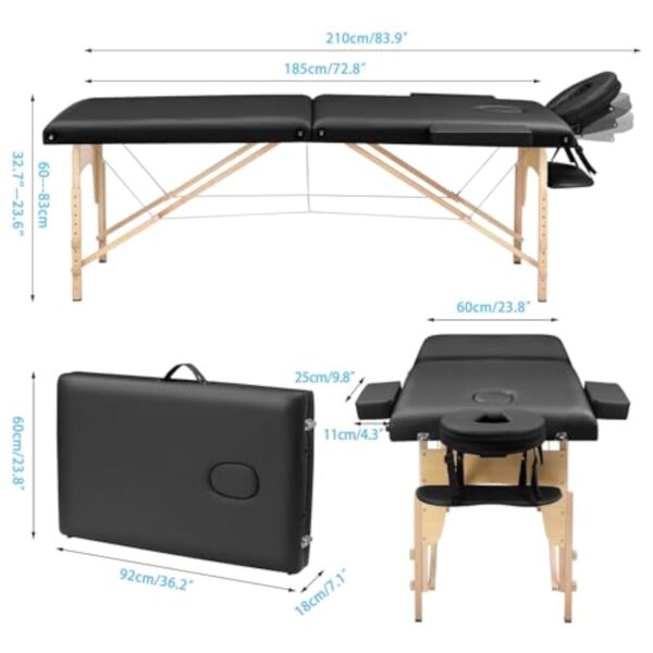 Perfur Casa Table de Massage Pliable - 2-Zones Table Massage Professionnelle pour Spa et Physiothérapie et Tatouage – Image 3