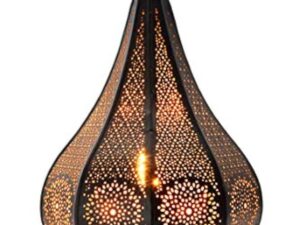 Petite Lanterne Marocaine en métal Ezana 36cm Noir | Photophore marocain pour l’extérieur au Jardin ou l’intérieur sur la Table | Lanternes pour Bougie | décoration de Maison Orientale