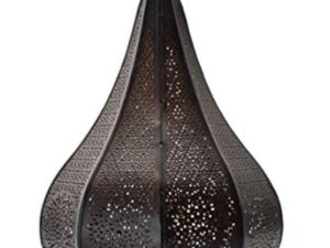 Petite Lanterne Marocaine en métal Ezana 36cm Noir | Photophore marocain pour l’extérieur au Jardin ou l’intérieur sur la Table | Lanternes pour Bougie | décoration de Maison Orientale