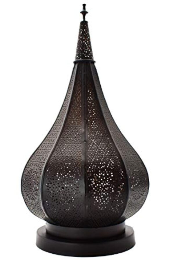 Petite Lanterne Marocaine en métal Ezana 36cm Noir | Photophore marocain pour l’extérieur au Jardin ou l’intérieur sur la Table | Lanternes pour Bougie | décoration de Maison Orientale – Image 5