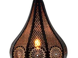 Petite Lanterne Marocaine en métal Ezana 36cm Noir | Photophore marocain pour l’extérieur au Jardin ou l’intérieur sur la Table | Lanternes pour Bougie | décoration de Maison Orientale