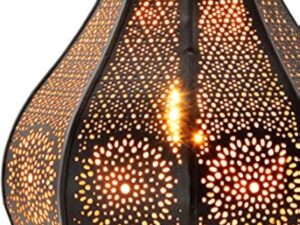 Petite Lanterne Marocaine en métal Ezana 36cm Noir | Photophore marocain pour l’extérieur au Jardin ou l’intérieur sur la Table | Lanternes pour Bougie | décoration de Maison Orientale