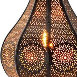 Petite Lanterne Marocaine en métal Ezana 36cm Noir | Photophore marocain pour l’extérieur au Jardin ou l’intérieur sur la Table | Lanternes pour Bougie | décoration de Maison Orientale