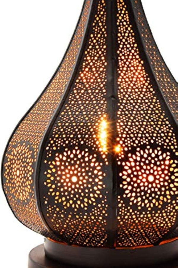 Petite Lanterne Marocaine en métal Ezana 36cm Noir | Photophore marocain pour l’extérieur au Jardin ou l’intérieur sur la Table | Lanternes pour Bougie | décoration de Maison Orientale – Image 7