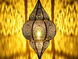 Plafonnier indien oriental Lunar Or 40cm E27 Douille | Plafonnier Lustre de Salon marocain oriental | Lanterne électrique indienne Vintage design décoration de maison orientale arabe