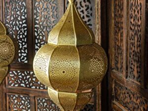 Plafonnier indien oriental Lunar Or 40cm E27 Douille | Plafonnier Lustre de Salon marocain oriental | Lanterne électrique indienne Vintage design décoration de maison orientale arabe