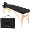 QUIRUMED Table de Massage Pliable en Bois Easy, Couleur Noire, 186 x 66 cm, Table de Massage, Massage physiothérapie, Similicuir tête articulée, Hauteur réglable, 2 Corps