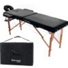 QUIRUMED Table de Massage Pliante Facile en Bois, Couleur Noir, 194 x 70 cm, Table de Massage, Massage Physiothérapie, Similicuir, Tête Articulée, Hauteur Réglable, 2 Corps, Jusqu'à 150 kg