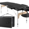 QUIRUMED Table de Massage Pliante en Aluminium Easy, Noir, 180 x 60 cm, Simili Cuir, Portable, léger, Appui-tête Amovible, Trou pour Le Visage, Hauteur réglable, jusqu'à 120 kg.