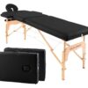 QUIRUMED Table de Massage Pliable en Bois Easy, Couleur Noire, 182 x 60 cm, Similicuir Portable, légère tête Amovible, Trou du Visage, Hauteur réglable jusqu'à 120 kg