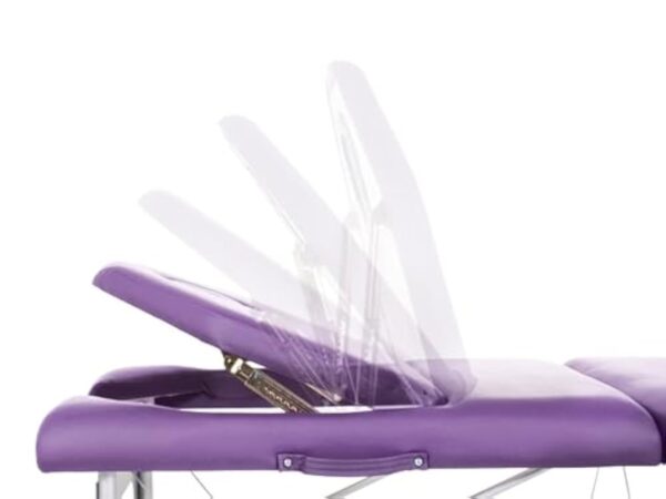 QUIRUMED Table de Massage Pliante en Aluminium, 186 x 66 cm, capitonnage 14 cm, Simili-Cuir, Couleur Violet, Hauteur réglable, Dossier Rabattable, légèreté, jusqu'à 150 kg – Image 5