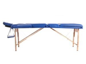 QUIRUMED Table de Massage pour Femmes Enceintes, Pliable, 194 x 70 cm, Bleu, Bois, Simili-Cuir, Trou pour Le Ventre, Trou pour Le Visage, Appui-tête Amovible, jusqu'à 150 kg