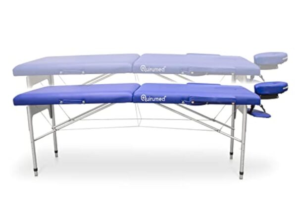 QUIRUMED Table de Massage Pliable en Aluminium Easy, Couleur Blanche, 186 x 66 cm, Table de Massage en Similicuir léger, Portable, réglage en Hauteur télescopique jusqu'à 140 kg – Image 7