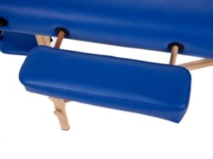 QUIRUMED Table de Massage pour Femmes Enceintes, Pliable, 194 x 70 cm, Bleu, Bois, Simili-Cuir, Trou pour Le Ventre, Trou pour Le Visage, Appui-tête Amovible, jusqu'à 150 kg
