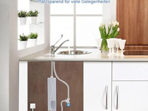 SOULONG Chauffe-Eau Instantanné Électrique 220V 3000W Mini Chauffe-Eau Réservoir en Acier Inoxydable avec Système de Chauffage Sûr Chauffe-Eau pour Salle de Bains Cuisine Robinet Évier(Blanc)