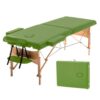 Sloan Table en Bois Professionnelle Pliable et Portable avec revêtement résistant - Hauteur réglable - pour physiothérapie, Massage et rééducation - Vert