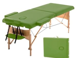 Sloan Table en Bois Professionnelle Pliable et Portable avec revêtement résistant - Hauteur réglable - pour physiothérapie, Massage et rééducation - Vert