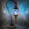 Soilsiu Lampe marocaine turque avec base en bronze, 3 options de luminosité, faite à la main, col de cygne, lampe de chevet en verre mosaïque Tiffany pour chambre à coucher (ampoule LED incluse