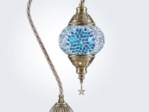 Soilsiu Lampe marocaine turque avec base en bronze, 3 options de luminosité, faite à la main, col de cygne, lampe de chevet en verre mosaïque Tiffany pour chambre à coucher (ampoule LED incluse