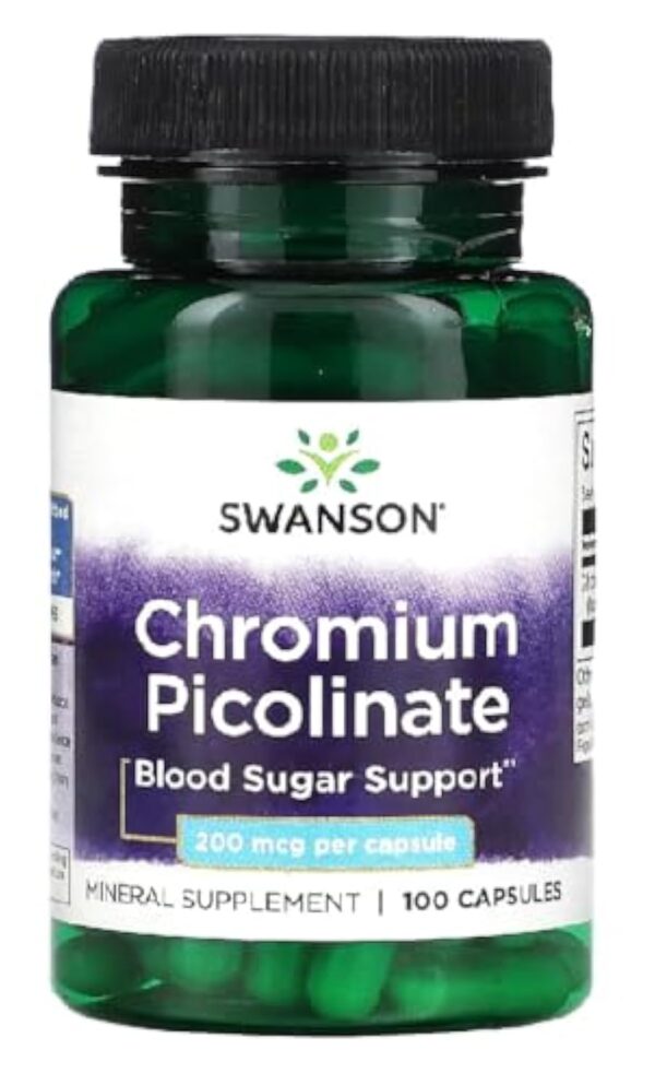 Swanson - Chromium Picolinate 200mcg | Soutien au Métabolisme et Bien-être - 100 Gélules