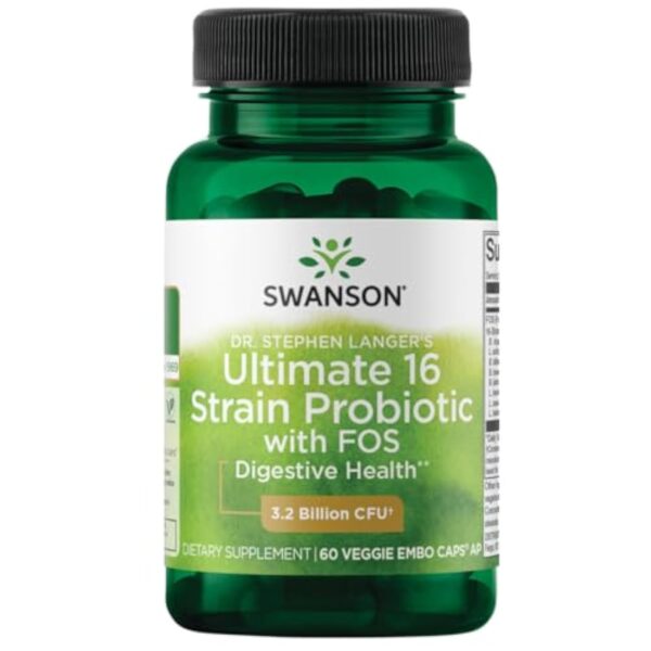 Swanson Dr. Stephen Langer's Ultimate 16 Strain Probiotic with FOS, 3.2 Billion CFU - 60 vcaps