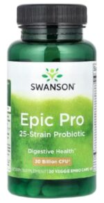 Swanson - Epic Pro 25-Strain Probiotic | Soutient une flore intestinale saine - 30 capsules végétales