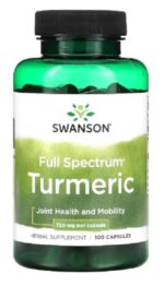 Swanson - Full Spectrum Turmeric - Curcuma Capsules | Soutient la santé des articulations et de la peau, Effet Antioxydant - 720mg - 100 Gélules