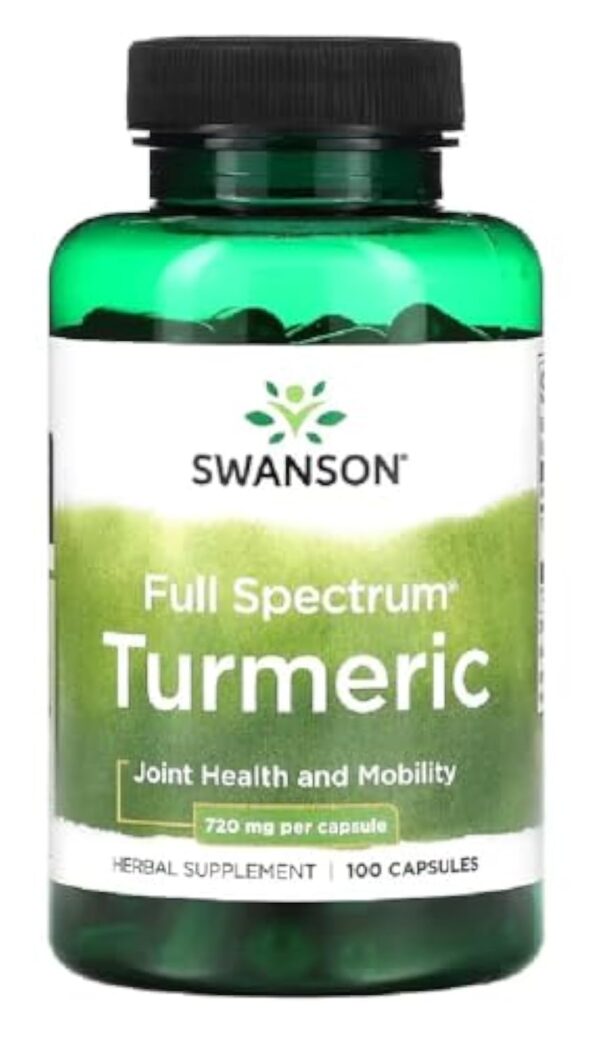 Swanson - Full Spectrum Turmeric - Curcuma Capsules | Soutient la santé des articulations et de la peau, Effet Antioxydant - 720mg - 100 Gélules