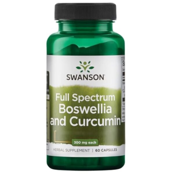 Swanson, Full Spectrum Boswellia and Curcumin, Encens et Curcuma, 60 Capsules, Hautement Dosé, Sans Soja, Sans Gluten, Sans OGM