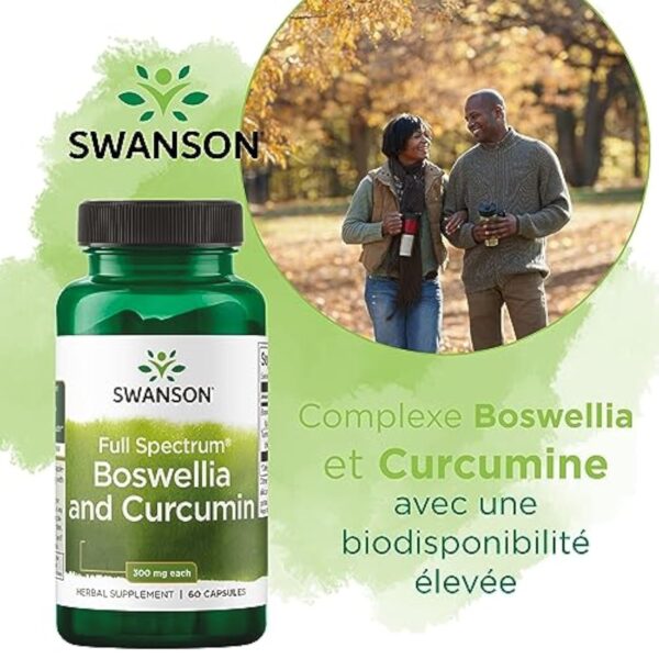 Swanson, Full Spectrum Boswellia and Curcumin, Encens et Curcuma, 60 Capsules, Hautement Dosé, Sans Soja, Sans Gluten, Sans OGM – Image 3