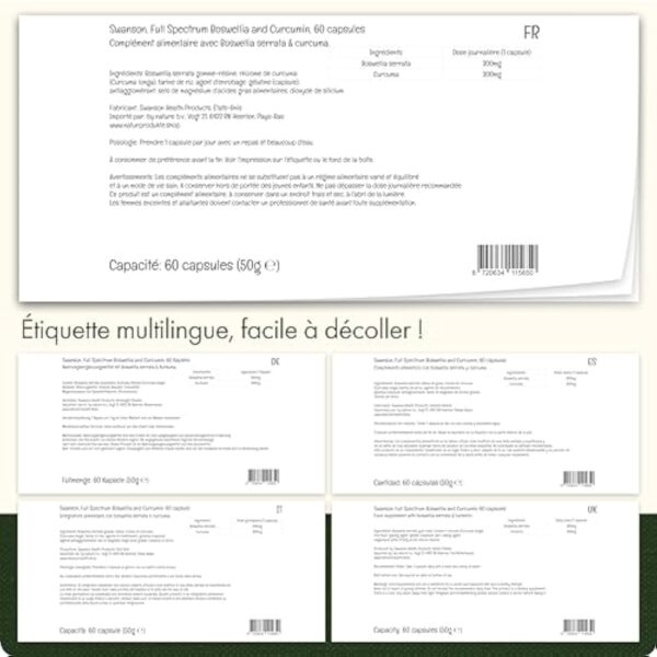 Swanson, Full Spectrum Boswellia and Curcumin, Encens et Curcuma, 60 Capsules, Hautement Dosé, Sans Soja, Sans Gluten, Sans OGM – Image 8