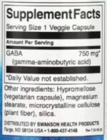 Swanson GABA 750mg Puissance Maximale - 60 Vcaps | Complément Naturel pour Réduction de l'Anxiété et Amélioration du Sommeil