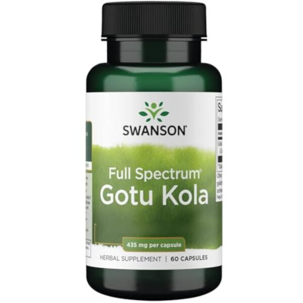 Swanson, Gotu Kola (Nombril Indien), 435mg, Hautement Dosé, 60 Capsules, Sans Gluten, Sans Soja, Sans OGM