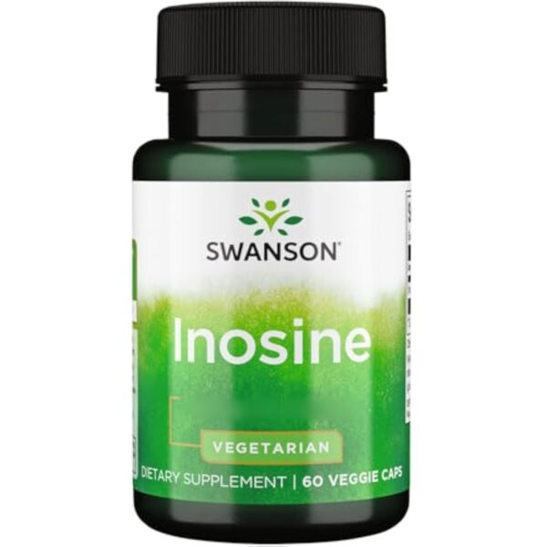 Swanson, Inosine, 500mg, 60 Capsules végétaliennes, Hautement Dosées, Testées en Laboratoire, Végétariennes, Sans Soja, Sans Gluten, Sans OGM