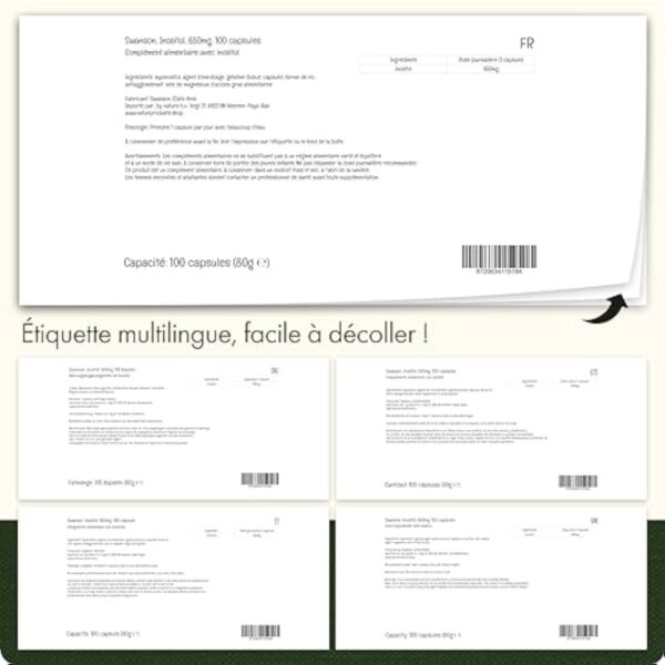 Swanson, Inositol, 650mg, 100 Capsules, Hautement Dosé, Sans Soja, Sans Gluten, Sans OGM – Image 5