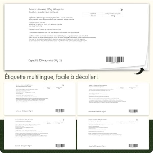 Swanson, L-Glutamine, 500mg, 100 Capsules, Acide Aminé, Haute Dosé, Sans Soja, Sans Gluten, Sans OGM – Image 5