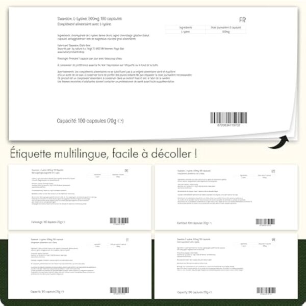 Swanson, L-Lysine, 500mg, 100 Capsules, Haute Dosé, Sans Soja, Sans Gluten, Sans OGM – Image 5