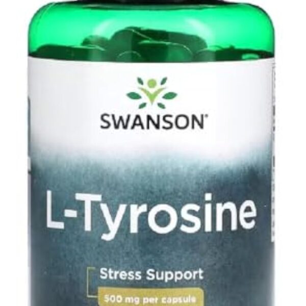 Swanson - L-Tyrosine haute concentration | Testé en laboratoire | Sans soja | Sans gluten | Sans OGM - 500mg | 100 capsules