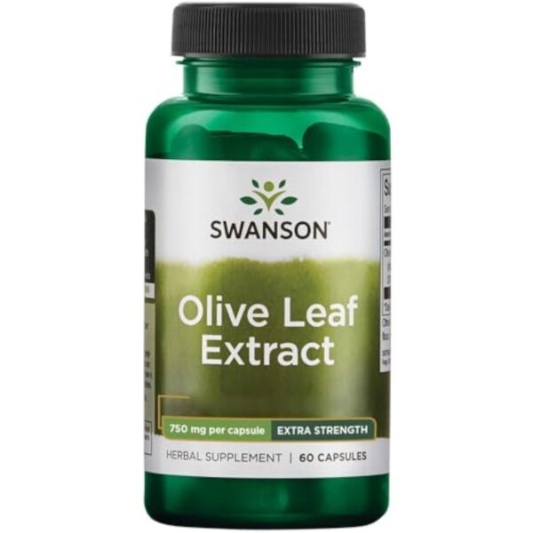 Swanson, Olive Leaf Extract (Extrait de Feuille d'Olivier), 750mg, 60 Capsules, Hautement Dosé, Testé en Laboratoire, Sans Soja, Sans Gluten, Sans OGM