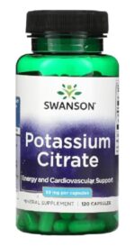 Swanson - Potassium Citrate | Soutien Cardio-Vasculaire, Production d'Énergie, Fonction Rénale - 120 Capsules