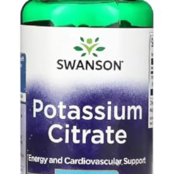 Swanson - Potassium Citrate | Soutien Cardio-Vasculaire, Production d'Énergie, Fonction Rénale - 120 Capsules