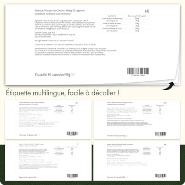 Swanson, Resveratrol Complex, 180mg, 60 Capsules, Haute Dosé, Sans Soja, Sans Gluten, Sans OGM – Image 5