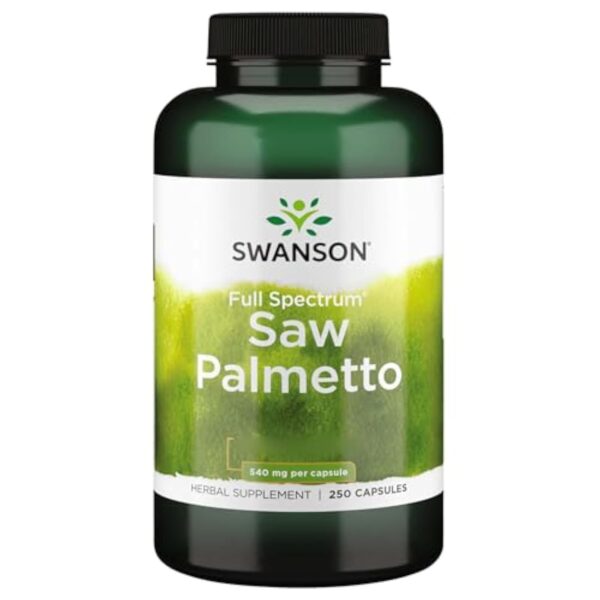 Swanson, Saw Palmetto (Palmier de Scie), 540mg, 250 Capsules, Hautement Dosé, Testé en Laboratoire, Sans Soja, Sans Gluten, Sans OGM