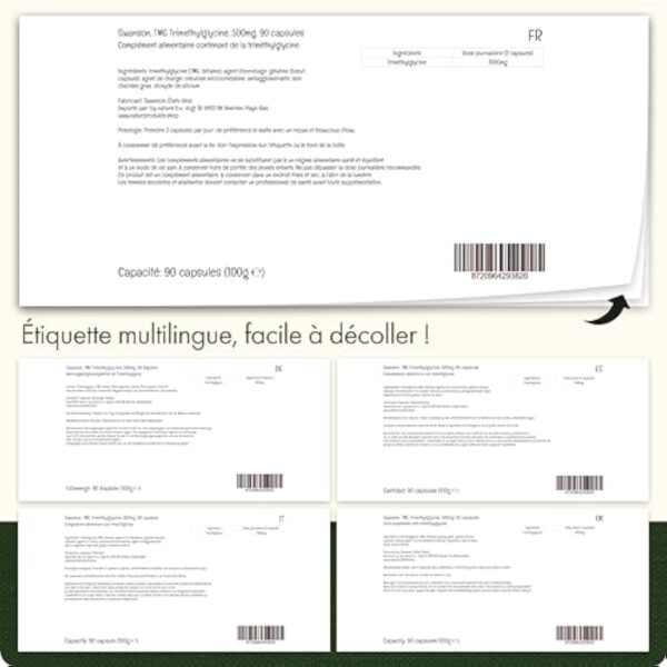 Swanson, TMG Trimethylglycine, 500mg, 90 Capsules, Haute Dosé, Sans Soja, Sans Gluten, Sans OGM – Image 5