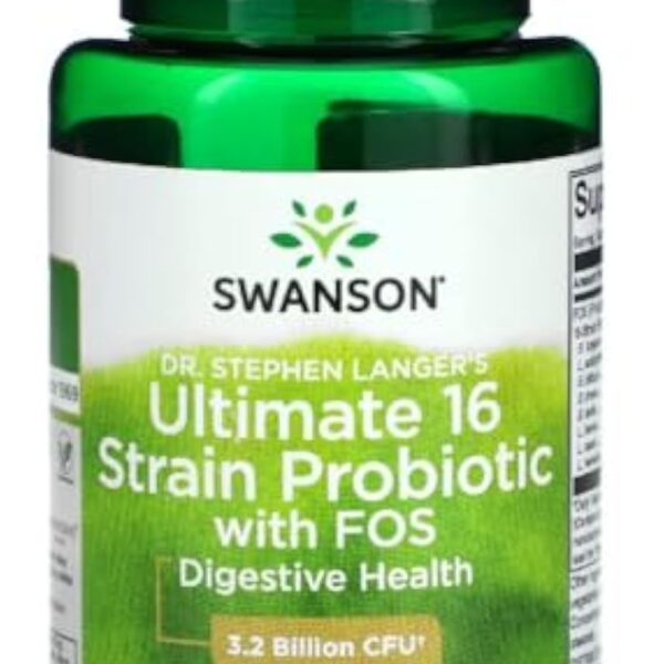 Swanson - Ultimate 16 Strain Probiotic with FOS | Soutient la Santé Intestinale et la Fonction Immunitaire - 60 Capsules