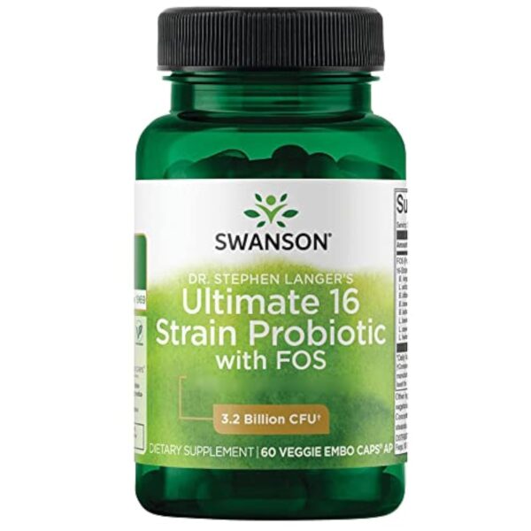 Swanson, Ultimate 16-Strain Probi with FOS, 16 Bonnes Souches de Bactéries avec Fructooligosaccharides, 60 Capsules, Sans Soja, Sans Gluten, Sans OGM – Image 2
