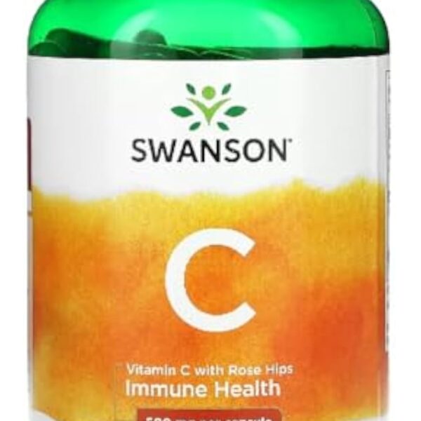 Swanson - Vitamine C Rose Hips - Vitamine C avec Cynorrhodon | Support Immunitaire et Antioxydant Puissant - 250 Gélules
