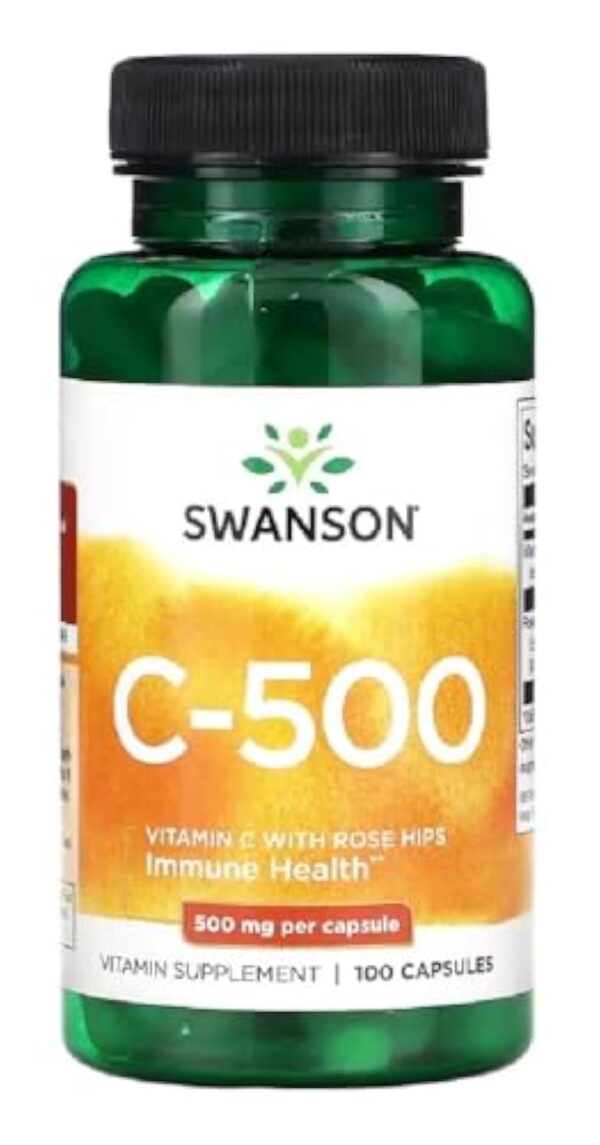 Swanson - Vitamine C Rose Hips | Support Antioxydant & Boost du Système Immunitaire - 500mg - 100 Gélules