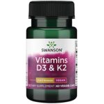 Swanson, Vitamines D3 & K2, Dépôt, 1 Capsule tous les 2 Jours, 60 Capsules végétaliennes, Haute Dosé, Sans Soja, Végétarien, Sans Gluten, Sans OGM