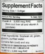 Swanson Vitamine A 10 000 UI - 250 Softgels | Complément Haute Puissance pour la Santé Immunitaire et Visuelle